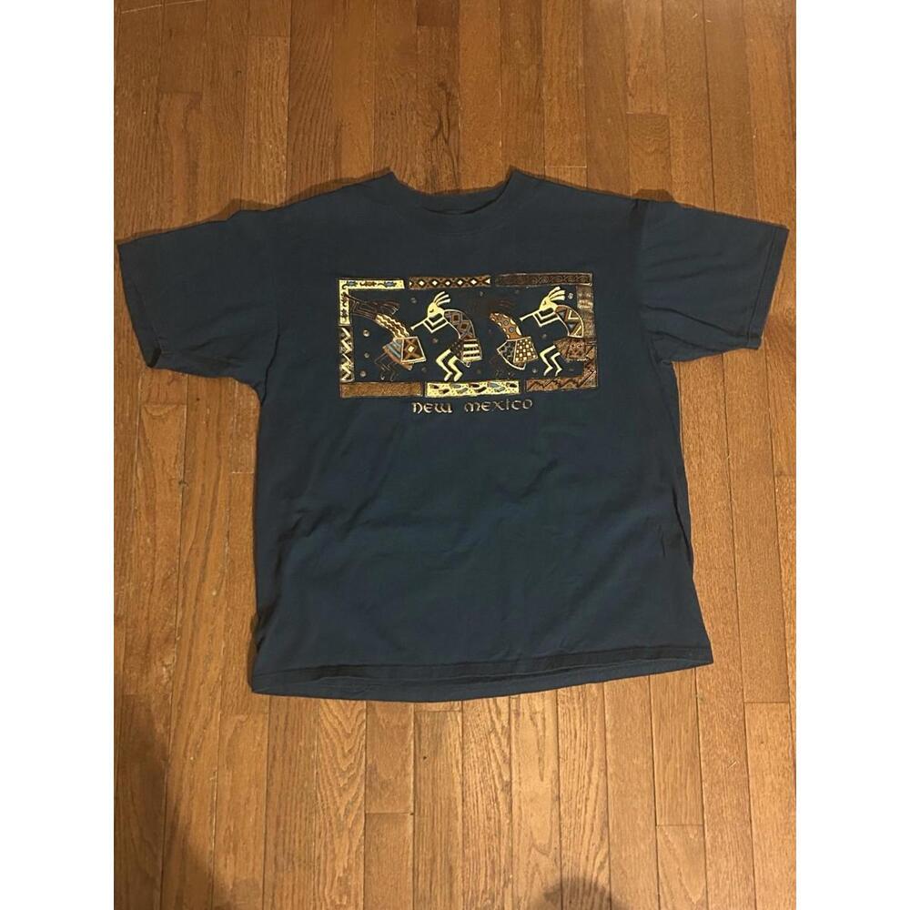 Vintage 1990 New Mexico Kokopelli four Flutes Art Tee Mens L